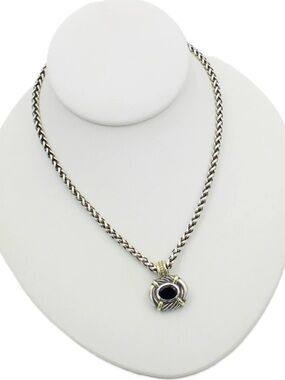 David Yurman Sterling silver 14k Iolite pendant necklace